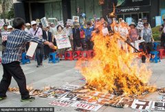 韩民众点火焚烧金正恩肖像 抗议朝鲜核试验 20